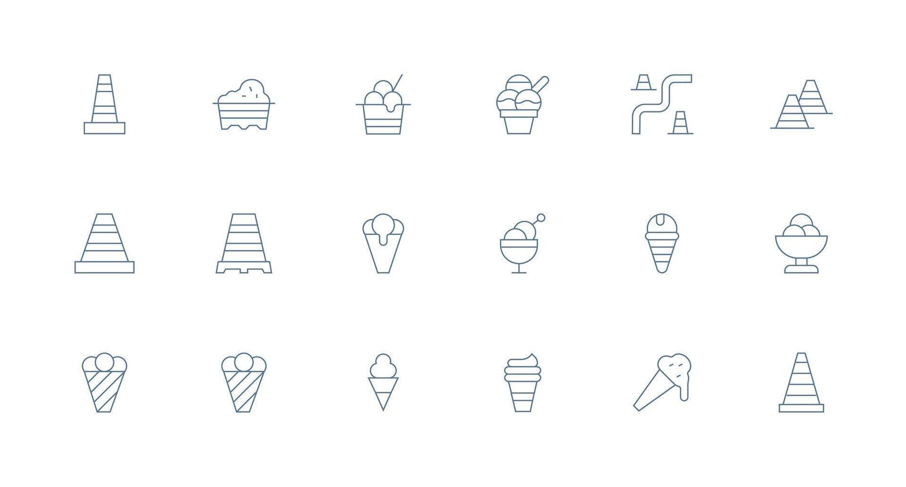 18 Minimal Line Icons for Cone Graphics Full Icon Library for UI Designers vector