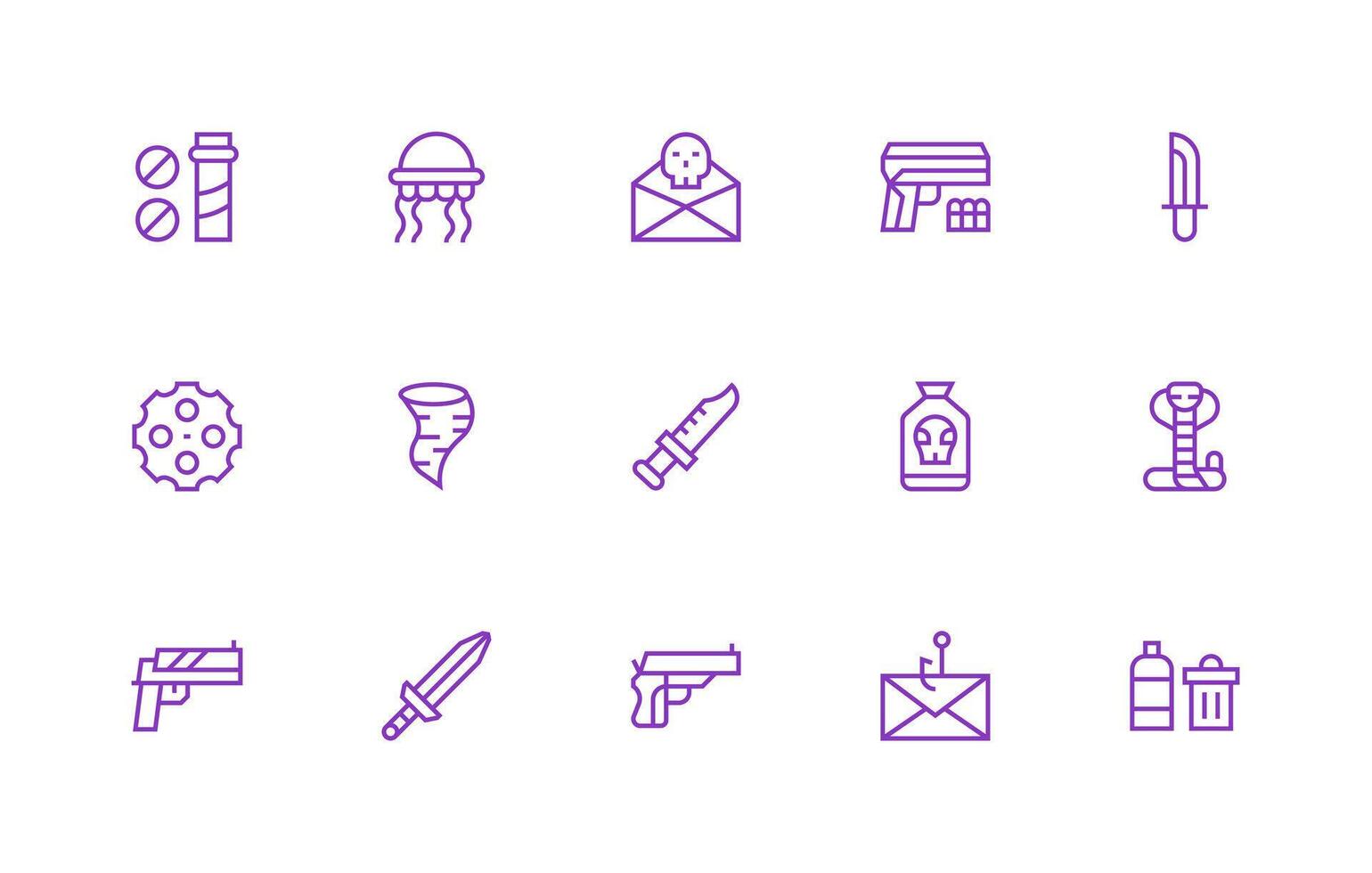 15 Regular Line Vectors for Dangerous Theme Clean Icon Collection for Web Use
