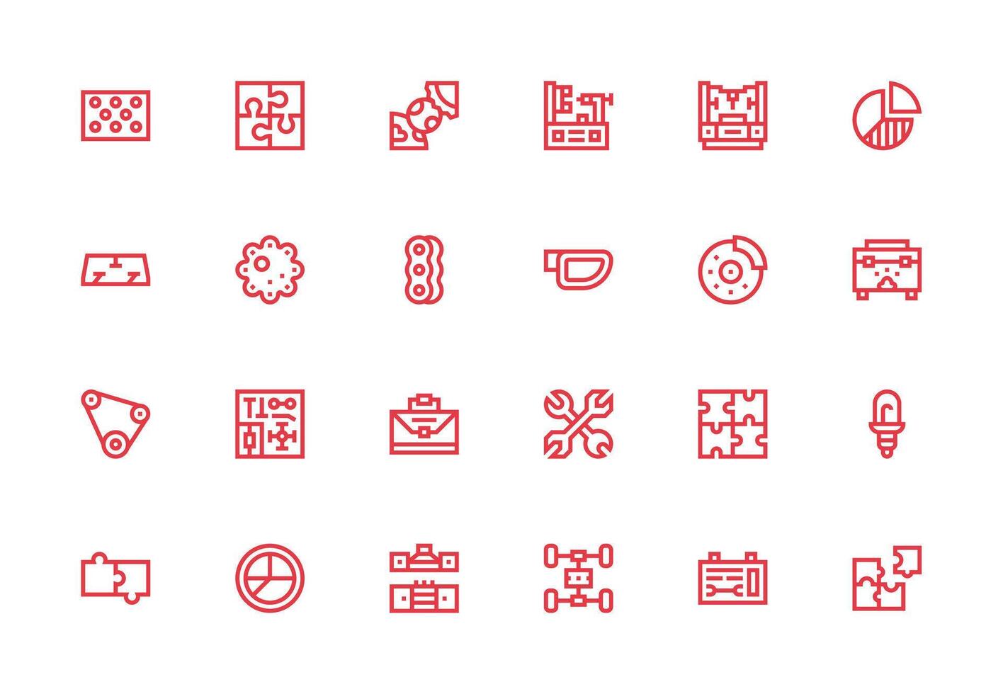 Parts featuring 24 Icons in Thick Line Line Design Simple Icons for Interface and Wireframes vector
