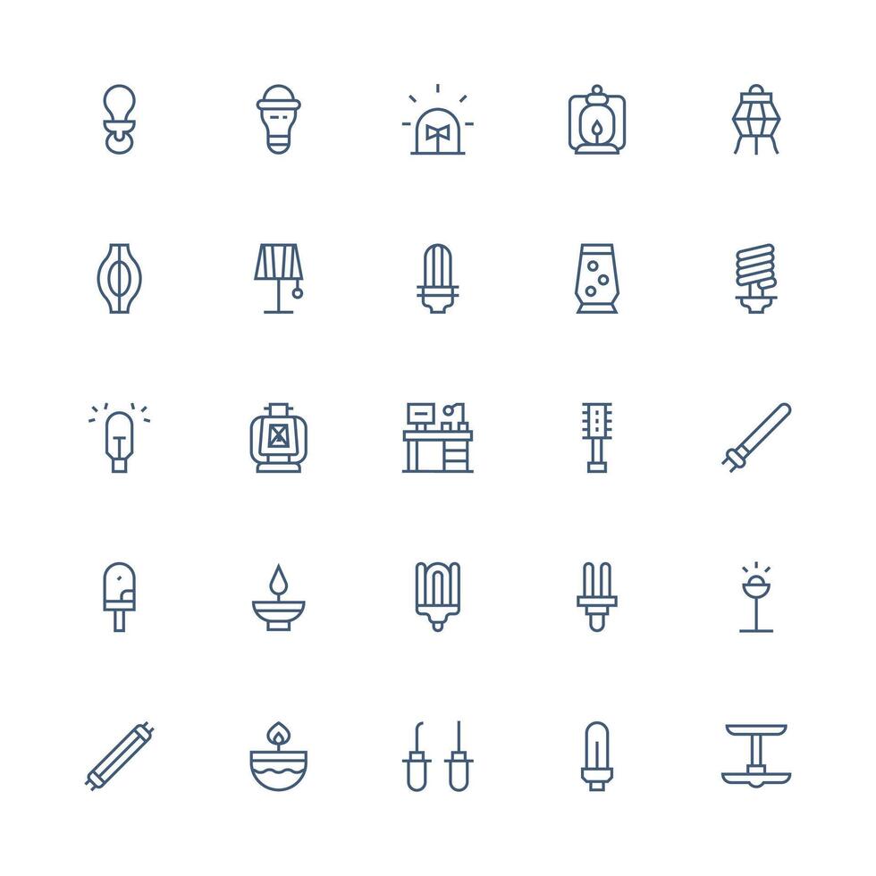 25 Icons for Lamp in Medium Stroke Outline Format Pixel Perfect Icons for Modern Apps vector