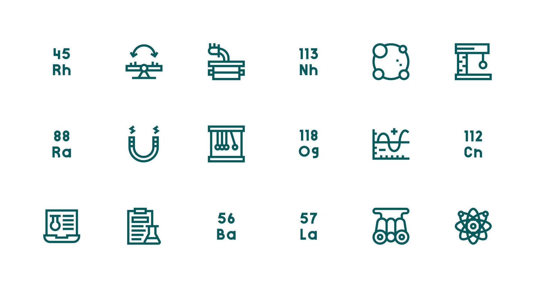 18 Strong Stroke Line Style Icons from Physics Collection Icon Set for Projects vector