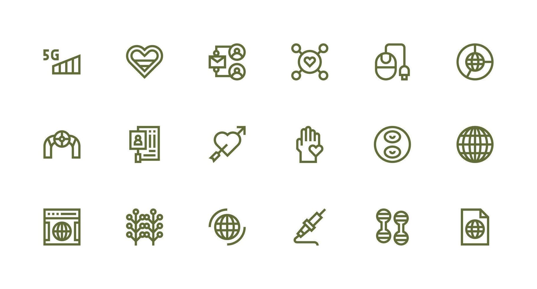 18 Strong Stroke Line Vectors for Connection Theme Compact Icon Set