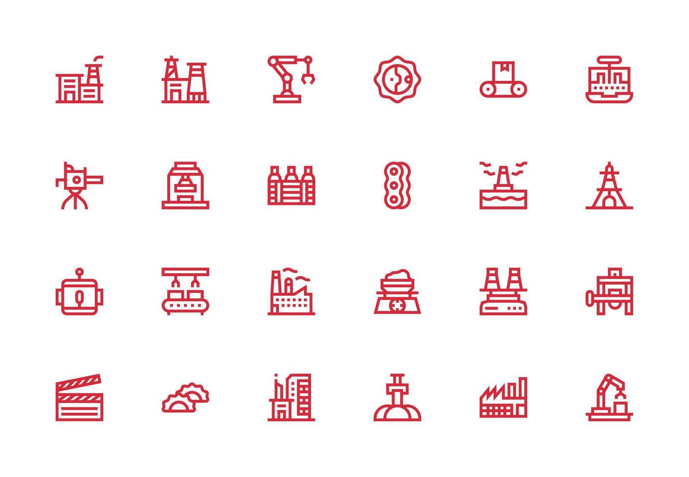 24 Thick Line Line Vectors for Production Theme Well-Structured Icons for Creative Use