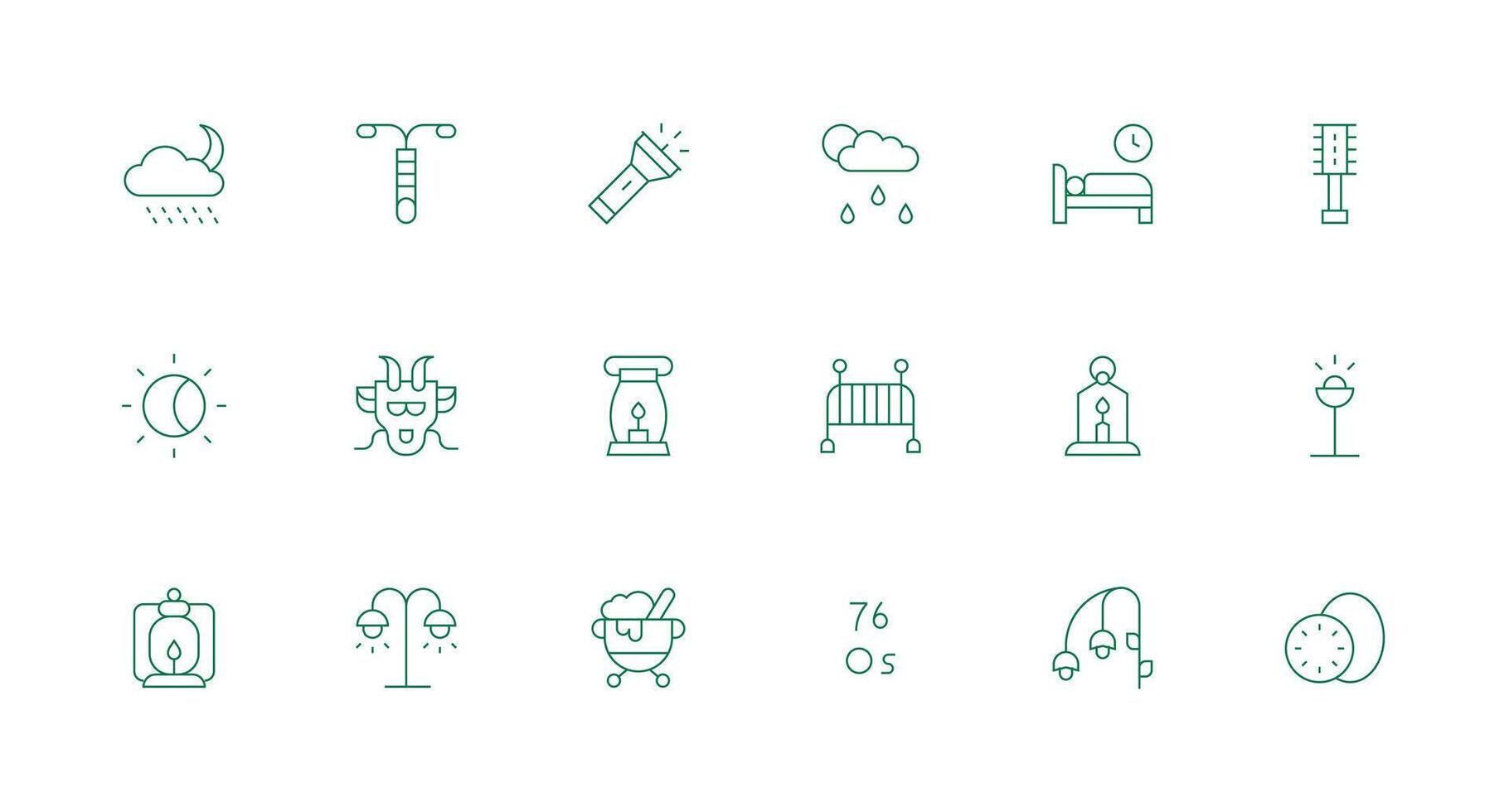 Dark Visual Pack containing 18 Minimal Line Icons Neutral Style Icons for Any Project vector