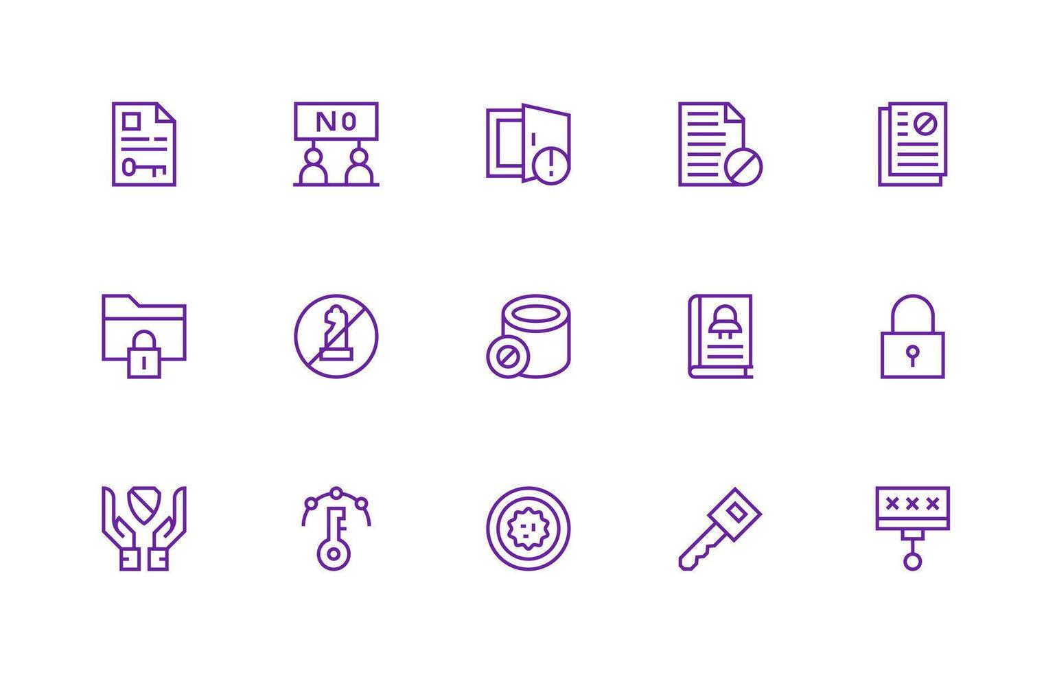 15 Regular Line Vectors for Restricted Access Theme Icon Set for Web