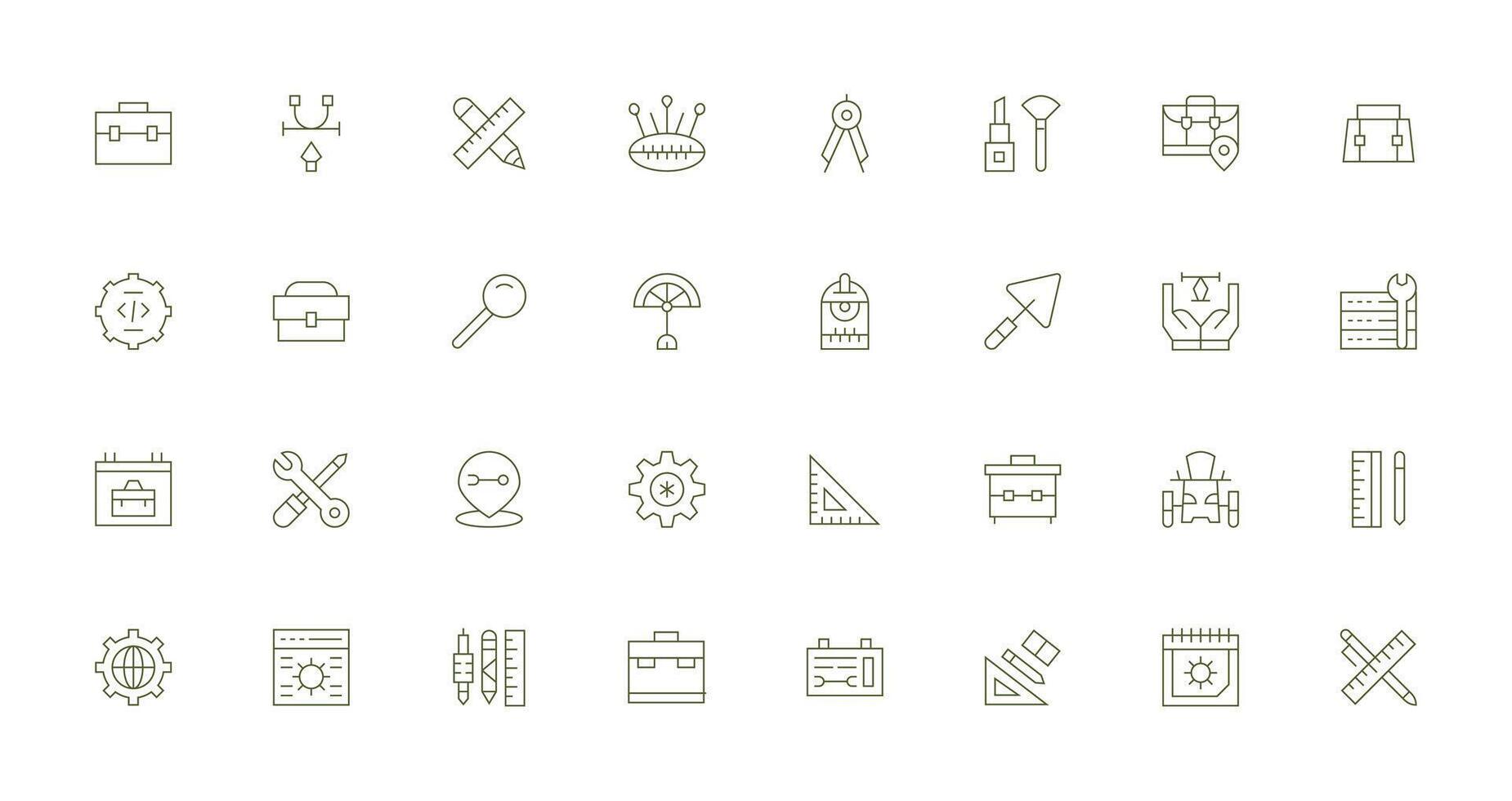 Tools Icon Set with 32 Thin Line Graphics App Icon Pack vector