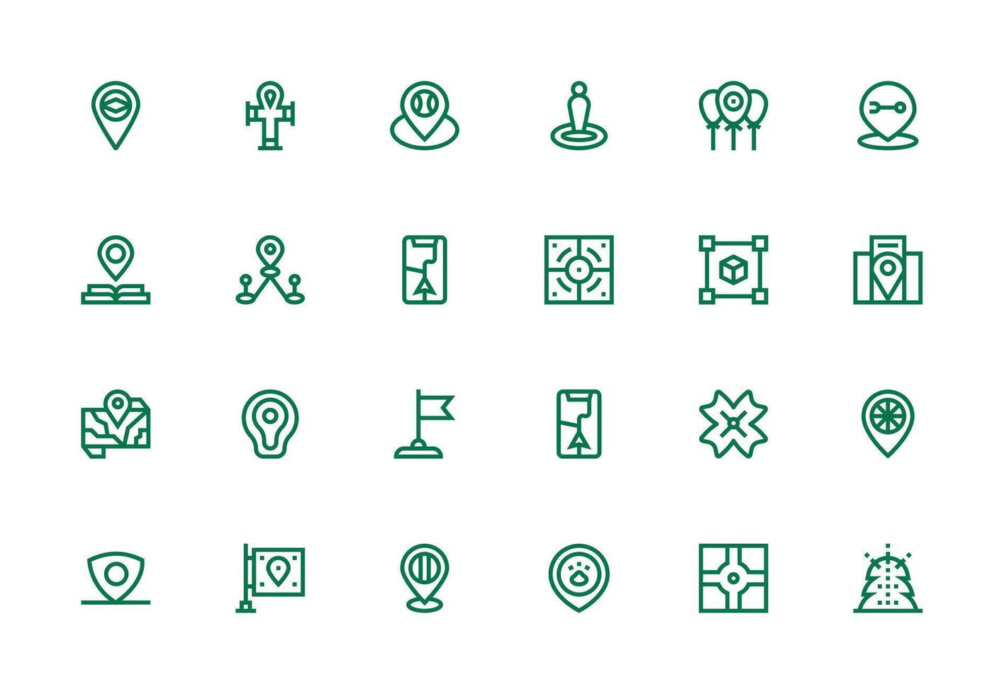 Coordinates Design Icons featuring 24 in Thick Line Line Style Neat Icon Set vector