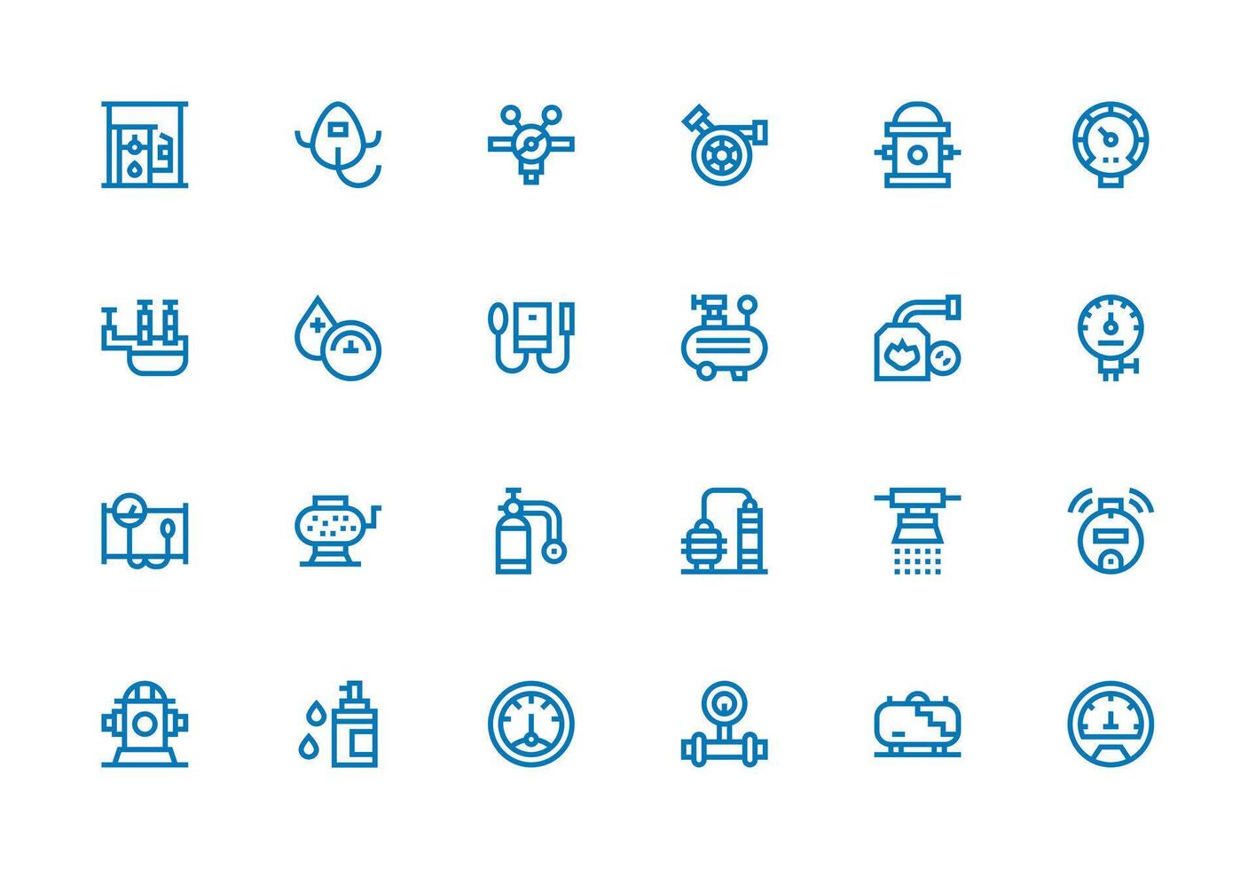 Pressure Icon Set with 24 Thick Line Line Graphics Interface Icon Collection vector