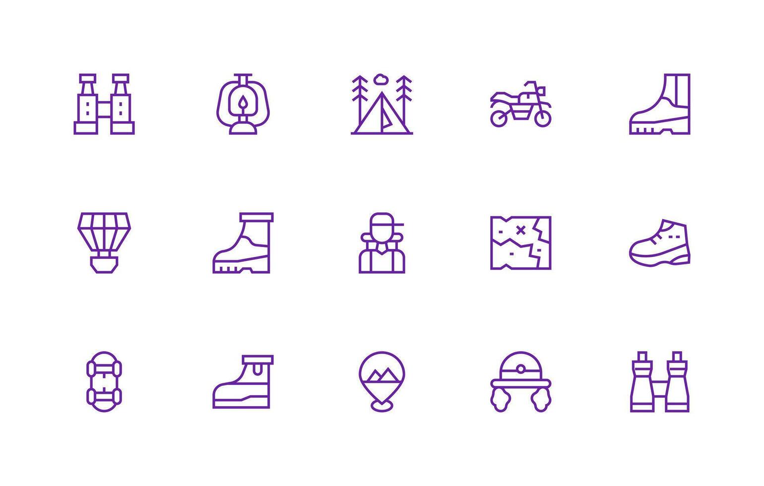 Regular Line Icons from Adventure Set with 15 Vectors Display Icon Pack