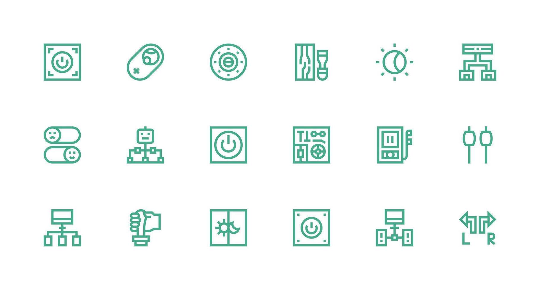 Switch Visual Pack containing 18 Strong Stroke Line Icons UI-Ready Icon Collection vector