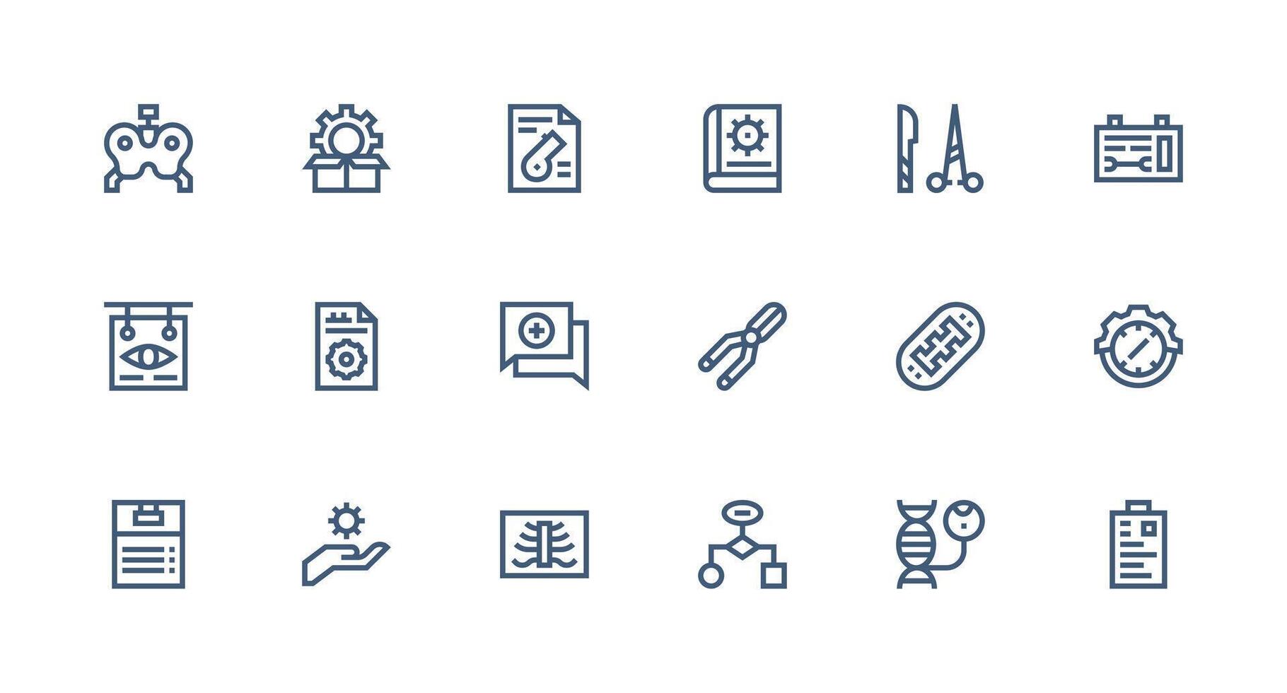 Strong Stroke Line Style Procedure Icons with 18 Vectors Multi-Purpose Icon Set