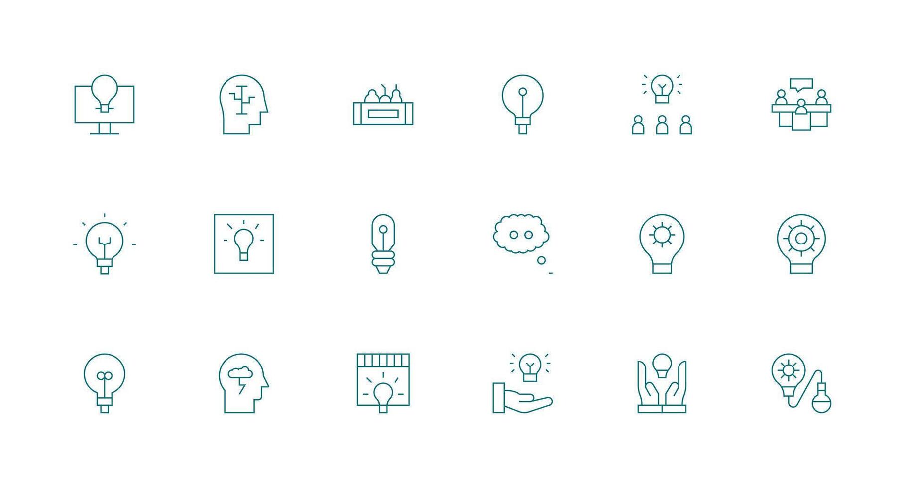 Minimal Line Icons from Brainstorming Set with 18 Vectors Scalable Icons for Cross-Platform Interfaces