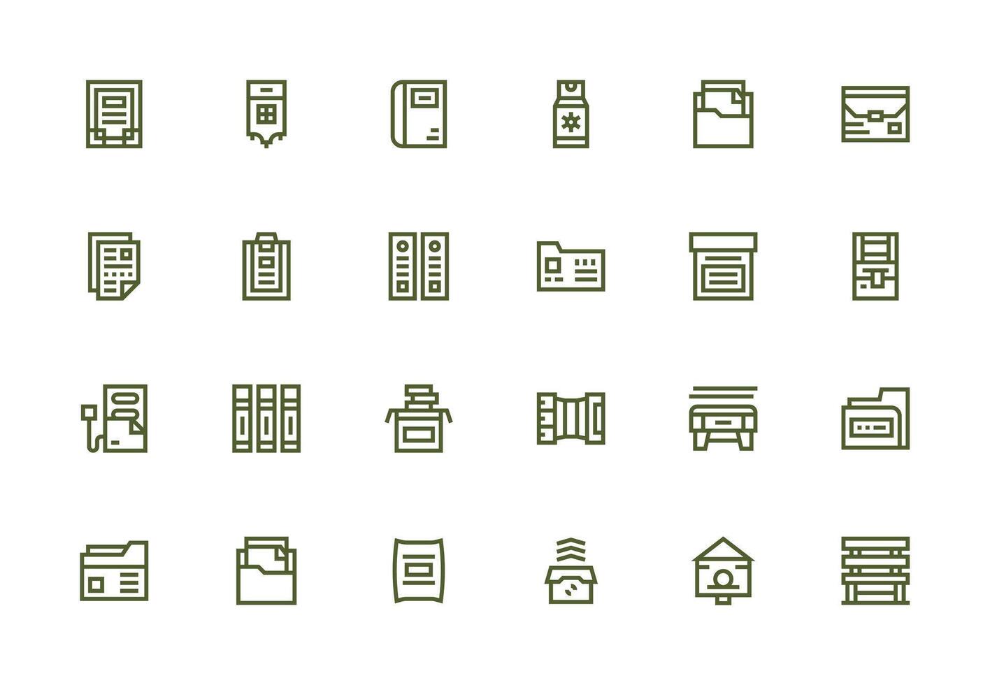 24 Thick Line Line Designs for File Cabinet Icons Web and App Icon Pack Collection vector