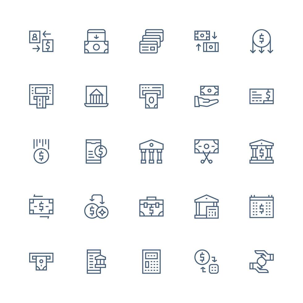 Withdrawal featuring 25 Icons in Medium Stroke Outline Design Scalable Icons for All Themes vector