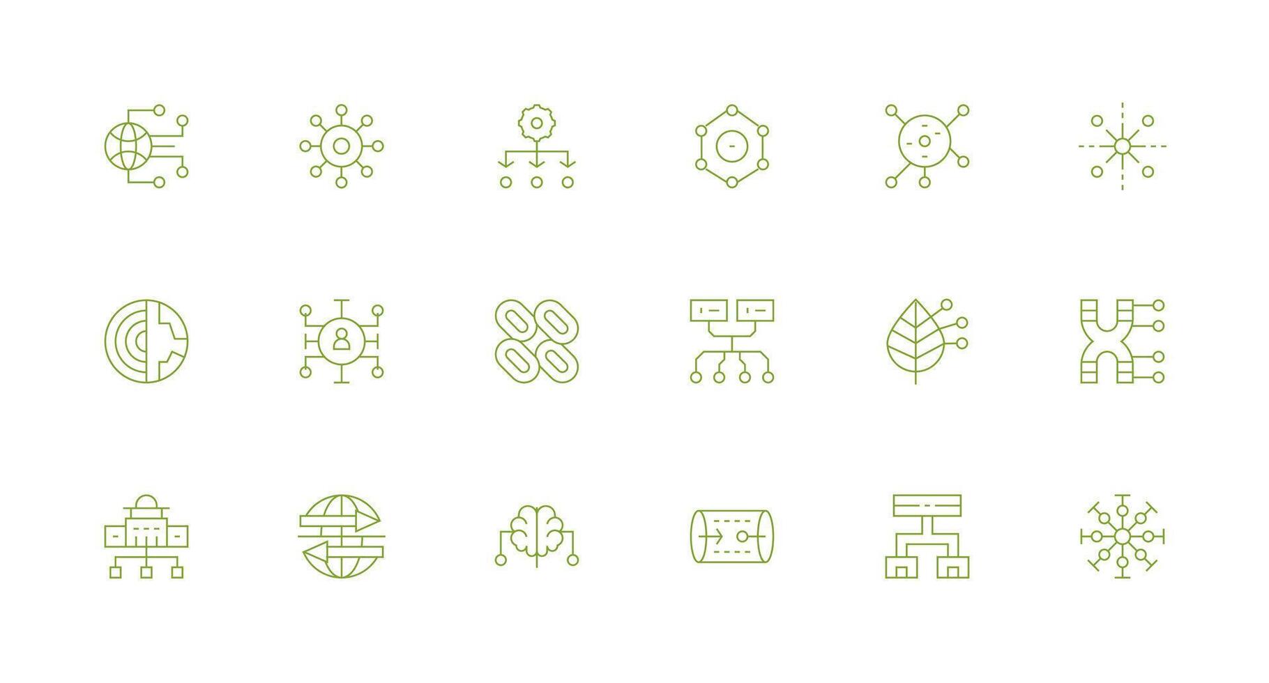 18 Icons for Dataflow in Minimal Line Format Scalable Icons for Cross-Platform Interfaces vector