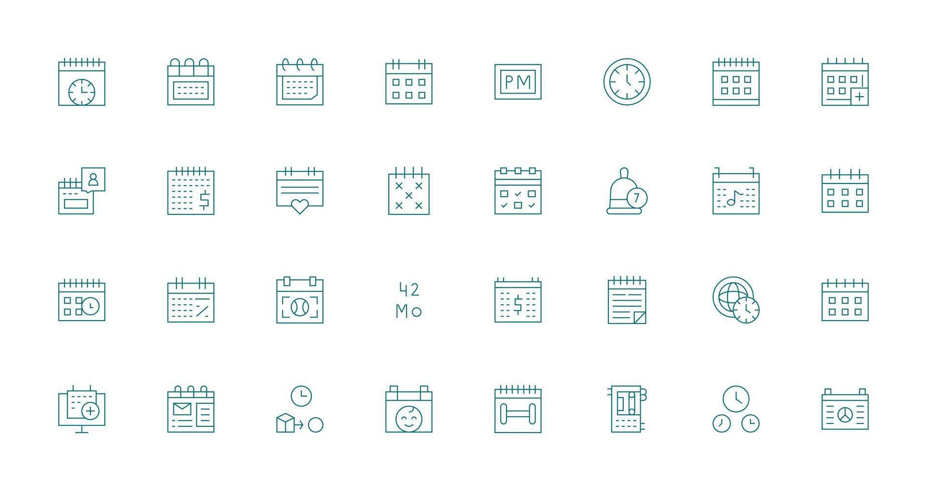 Thin Line Icons from Calendar Set with 32 Vectors Clear and Concise Icon Set Collection