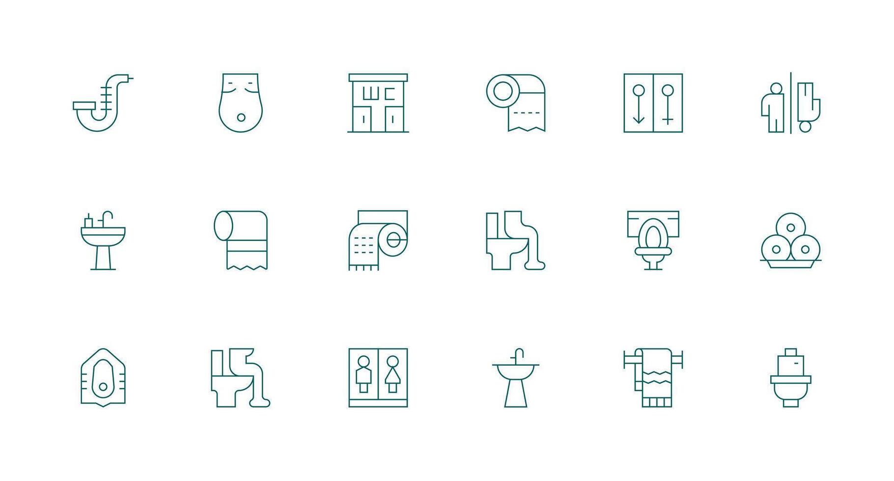 Minimal Line Icons from Toilet Set with 18 Vectors Icons Built for Visual Consistency Pack