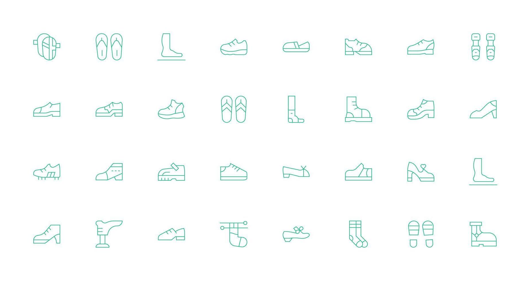 32 Thin Line Icons for Footwear Graphics Responsive Icon Set for Flexible Layouts vector