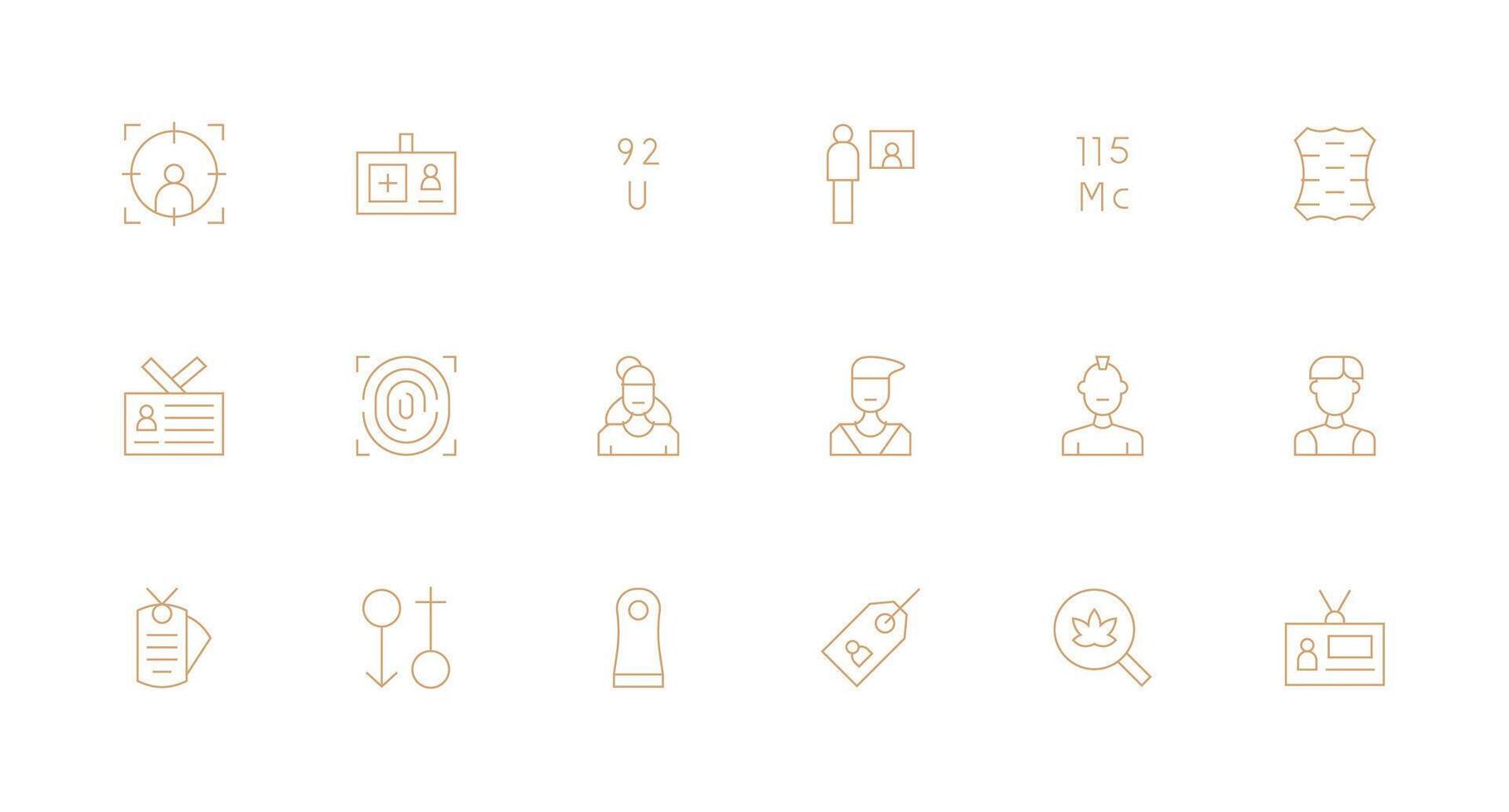 18 Minimal Line Icons for Identification Graphics Functional Icon Series vector