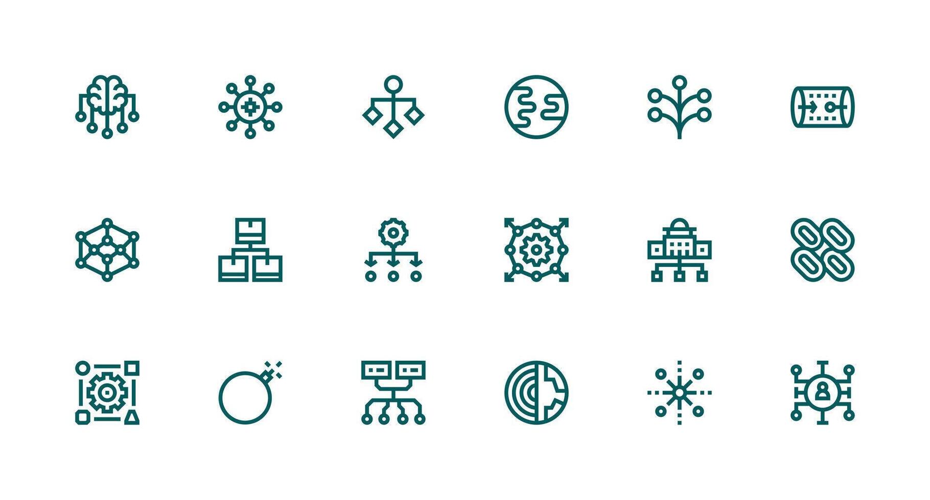 18 Dataflow Icons in Strong Stroke Line Aesthetic Responsive Icon Set for Flexible Layouts vector