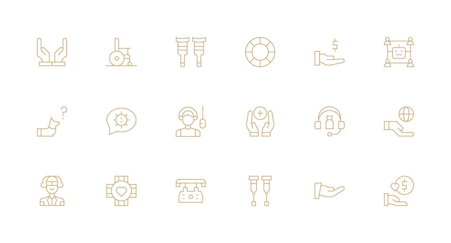 18 Minimal Line Icons for Assistance Graphics Web and App Icon Pack Collection vector