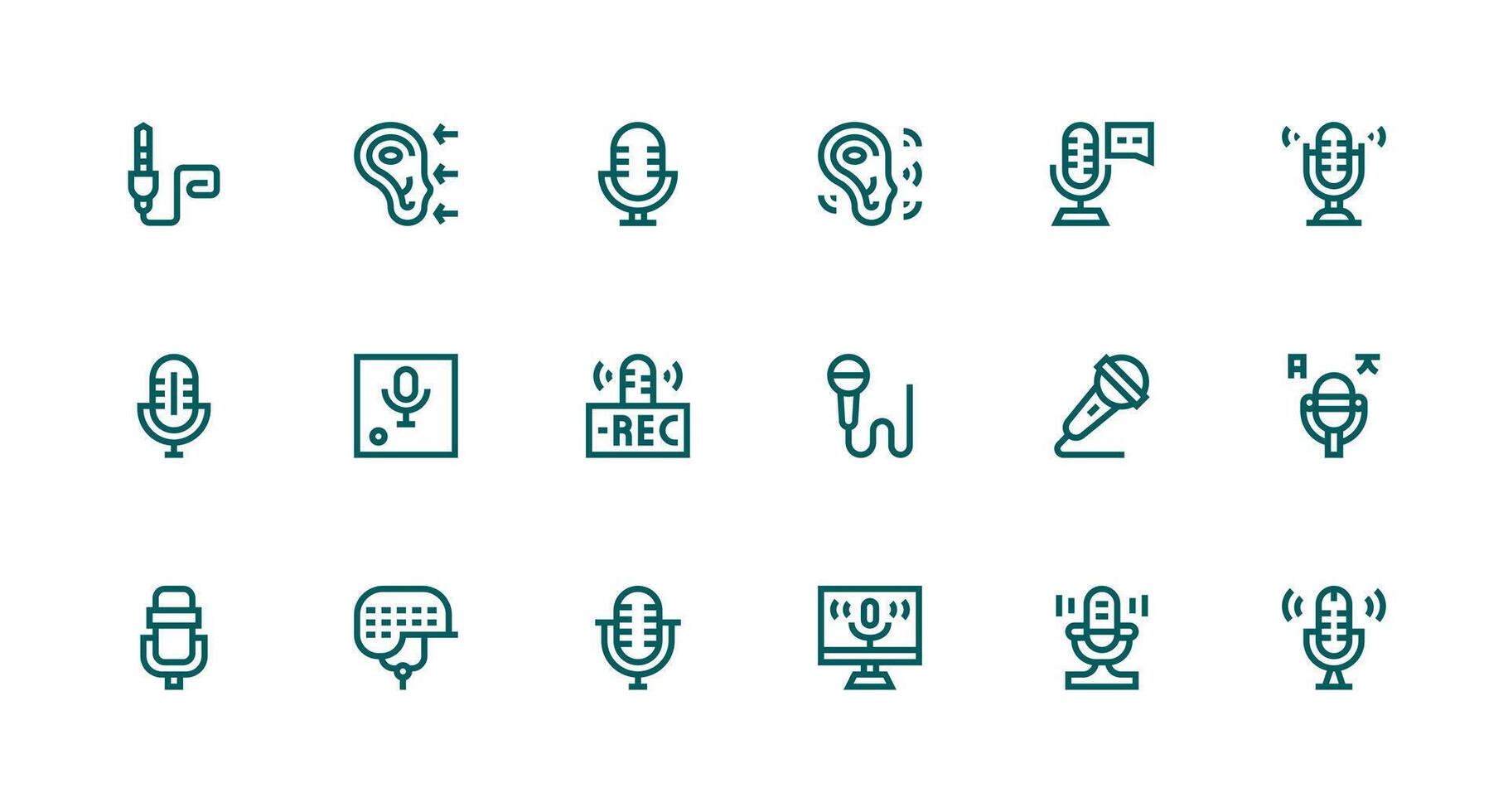 18 Strong Stroke Line Icons for Audio Input Graphics Outline Icon Pack vector