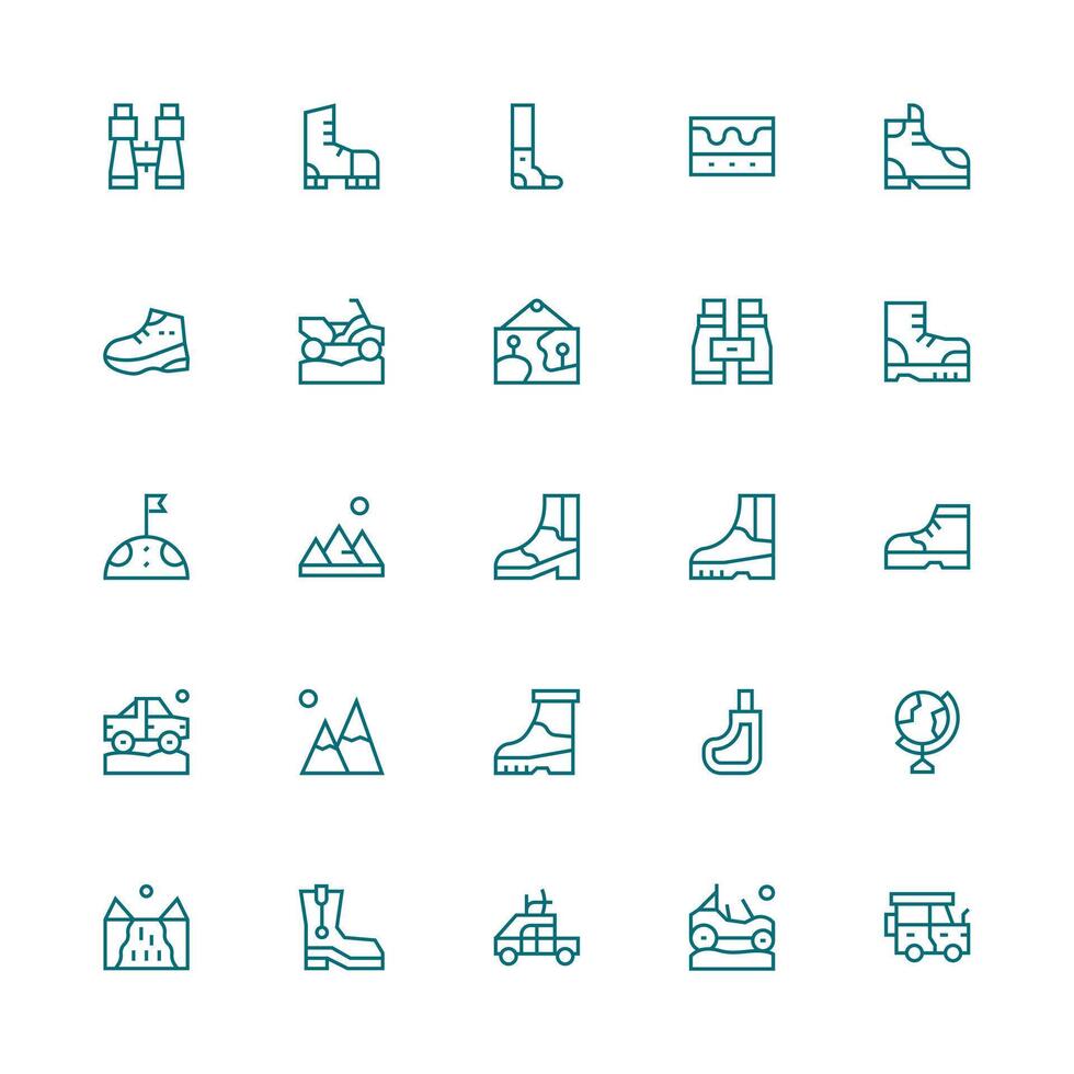 Medium Stroke Outline Style Terrain Icons with 25 Vectors Simple Icons for Interface and Wireframes