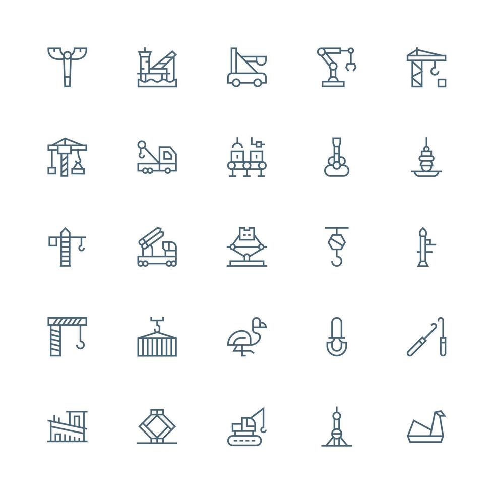 25 Medium Stroke Outline Vectors for Crane Theme Flexible Icon System for Web Interfaces