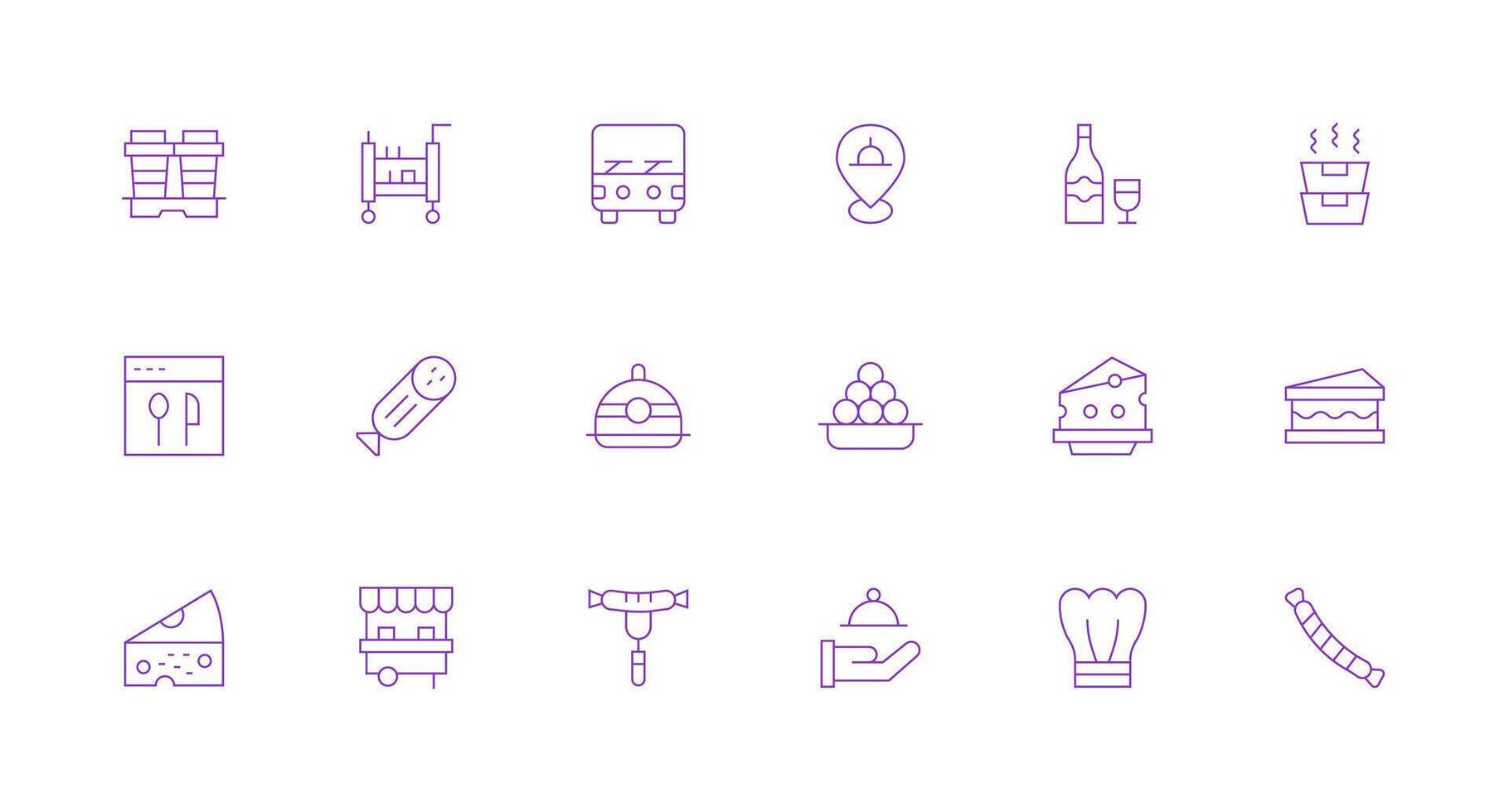 18 Icons for Catering in Minimal Line Format Compact Icon Set vector