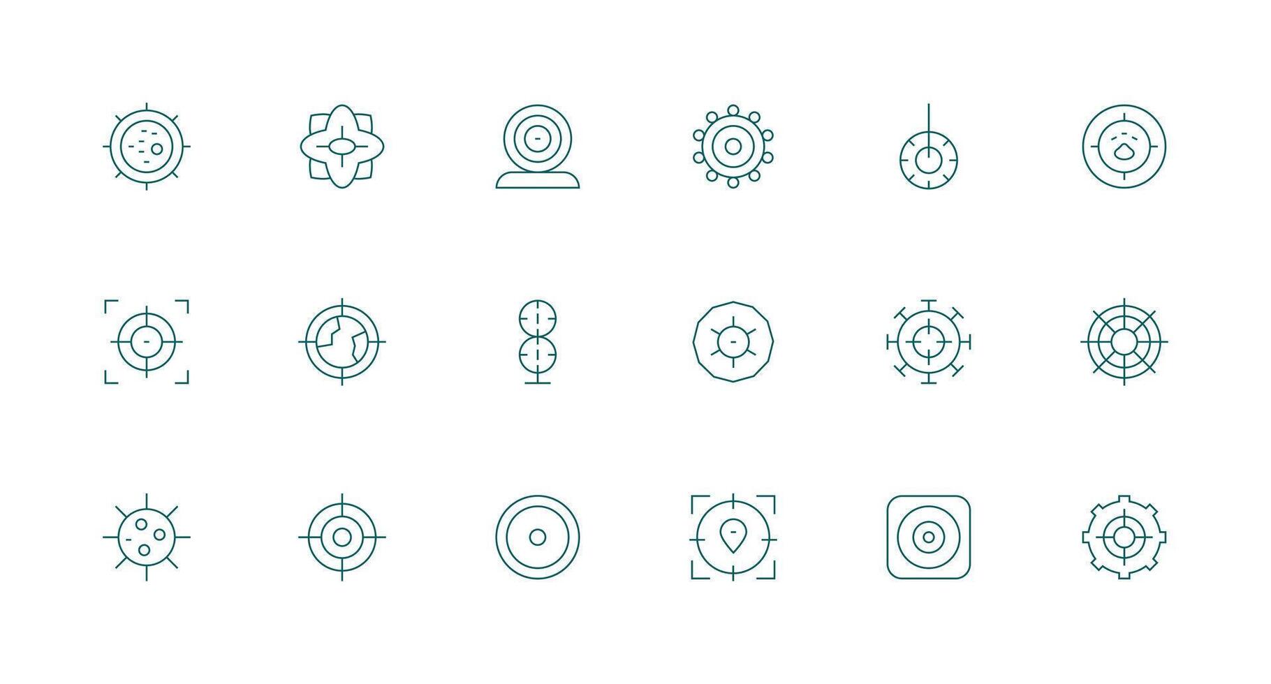Scope Icon Collection with 18 Minimal Line Designs Flat Icon Set vector