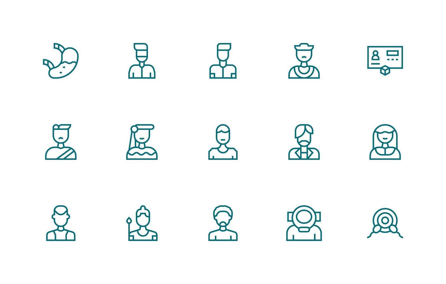 15 Regular Line Designs for Human Icons Clean Icon Collection for Web Use vector
