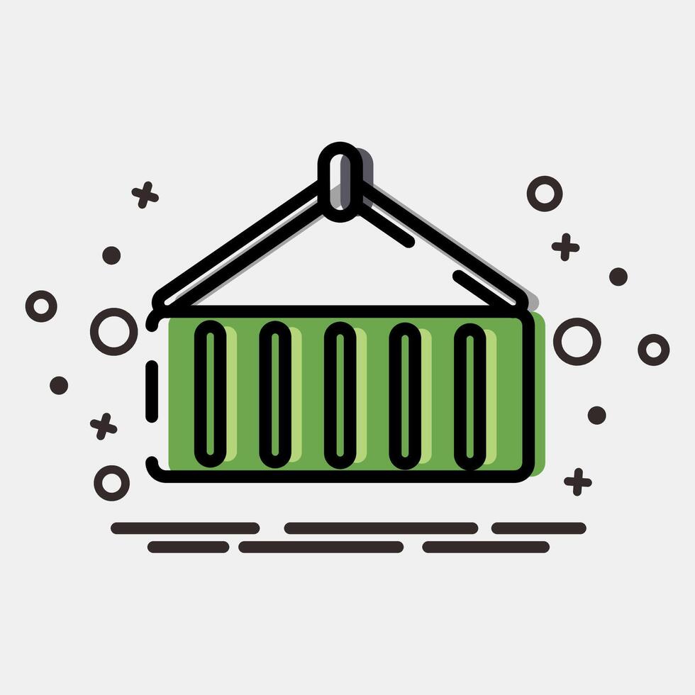 Icon container. Export import elements. Icon in MBE style. vector