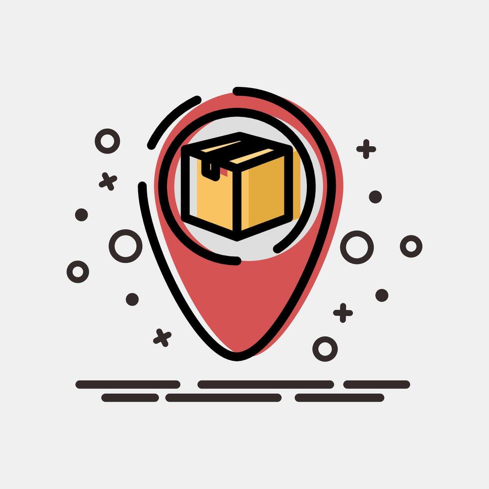 Icon delivery map location. Export import elements. Icon in MBE style. vector