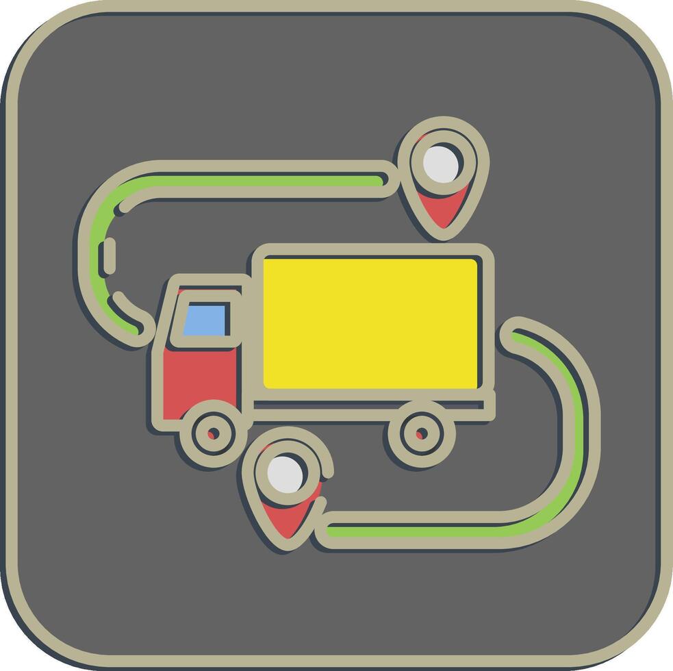 Icon shipping route. Export import elements. Icon in embossed style. vector