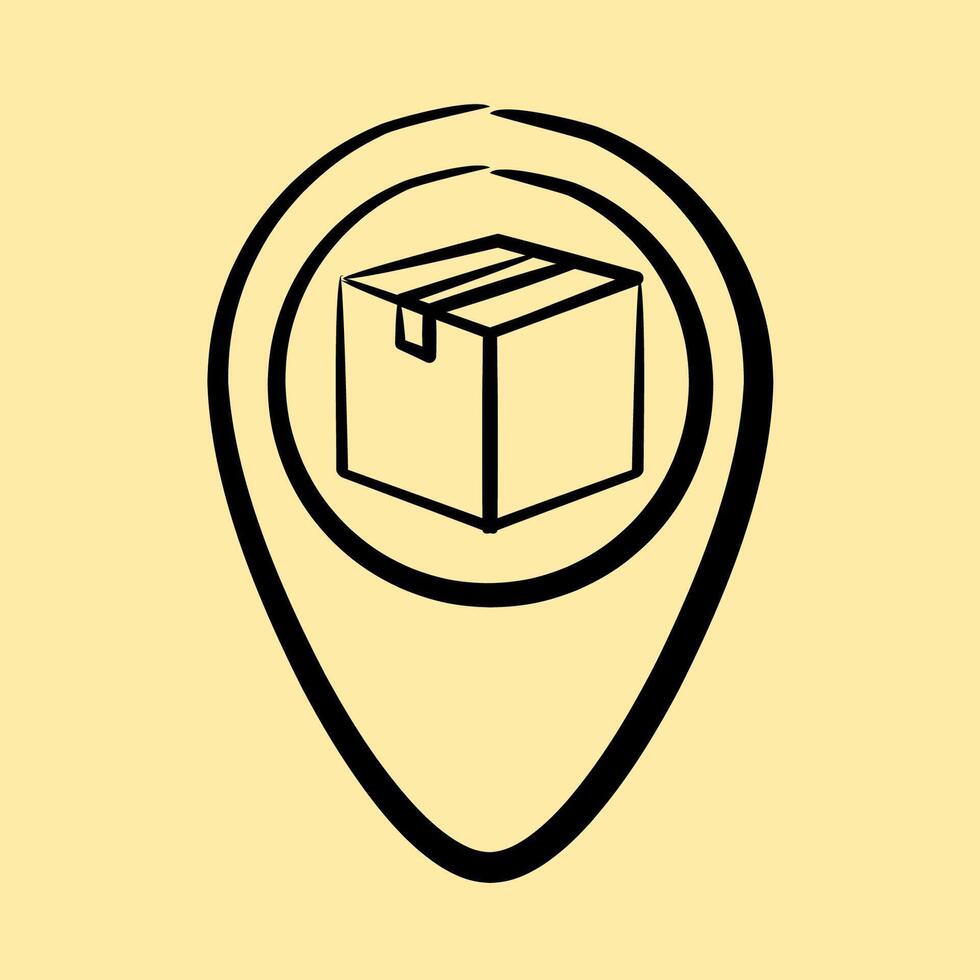 Icon delivery map location. Export import elements. Icon in hand drawn style. vector