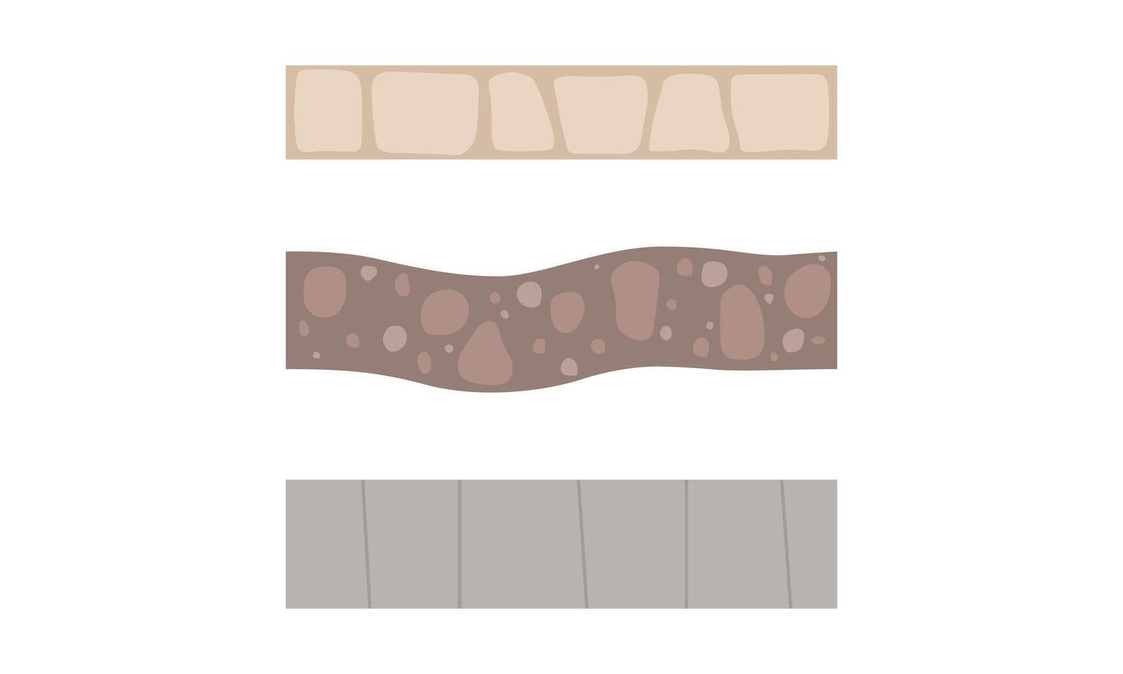 Walkway of Cobblestone as Garden Footpath and Landscape Constructor Element Set vector