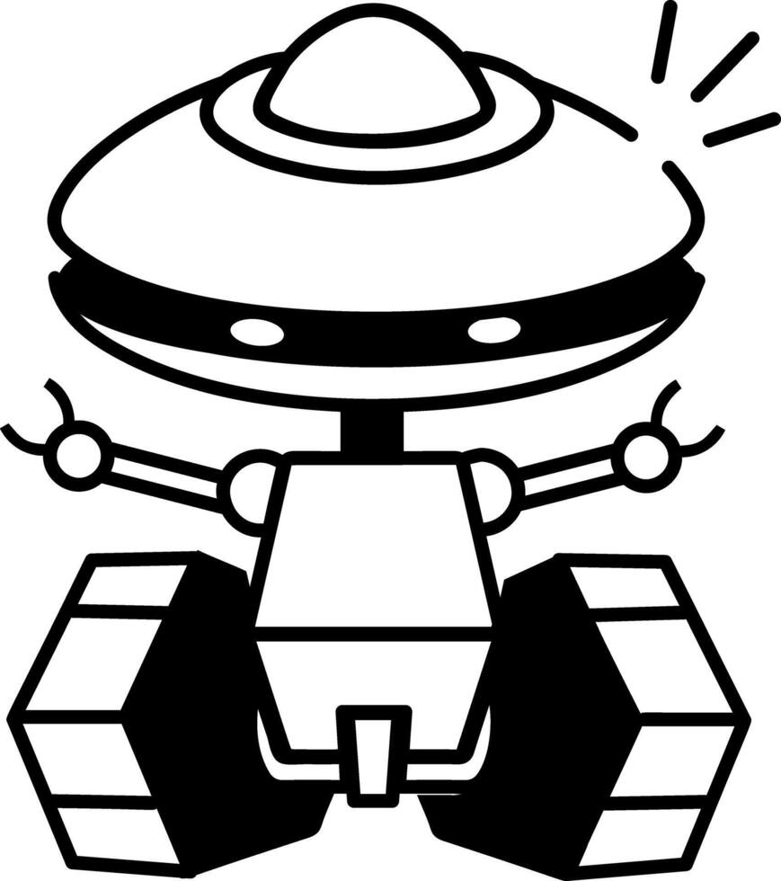 A sketchy style icon showing a futuristic robot vector