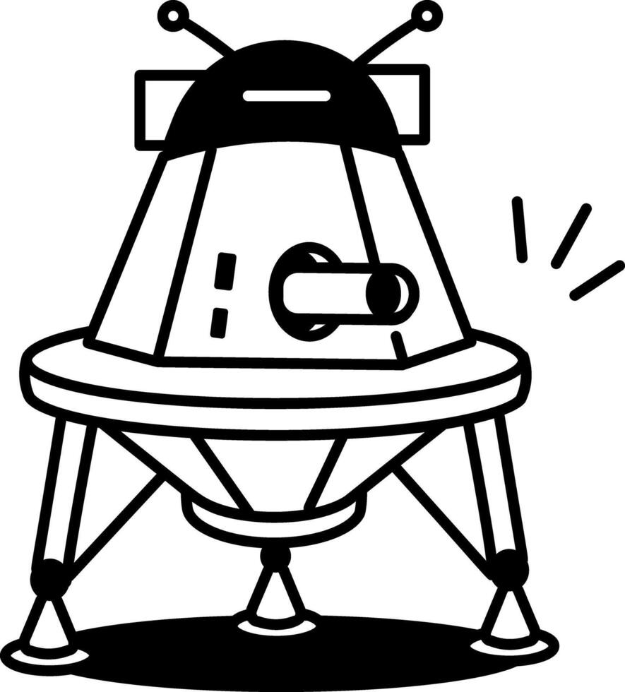 A sketchy style icon showing a lunar robot vector