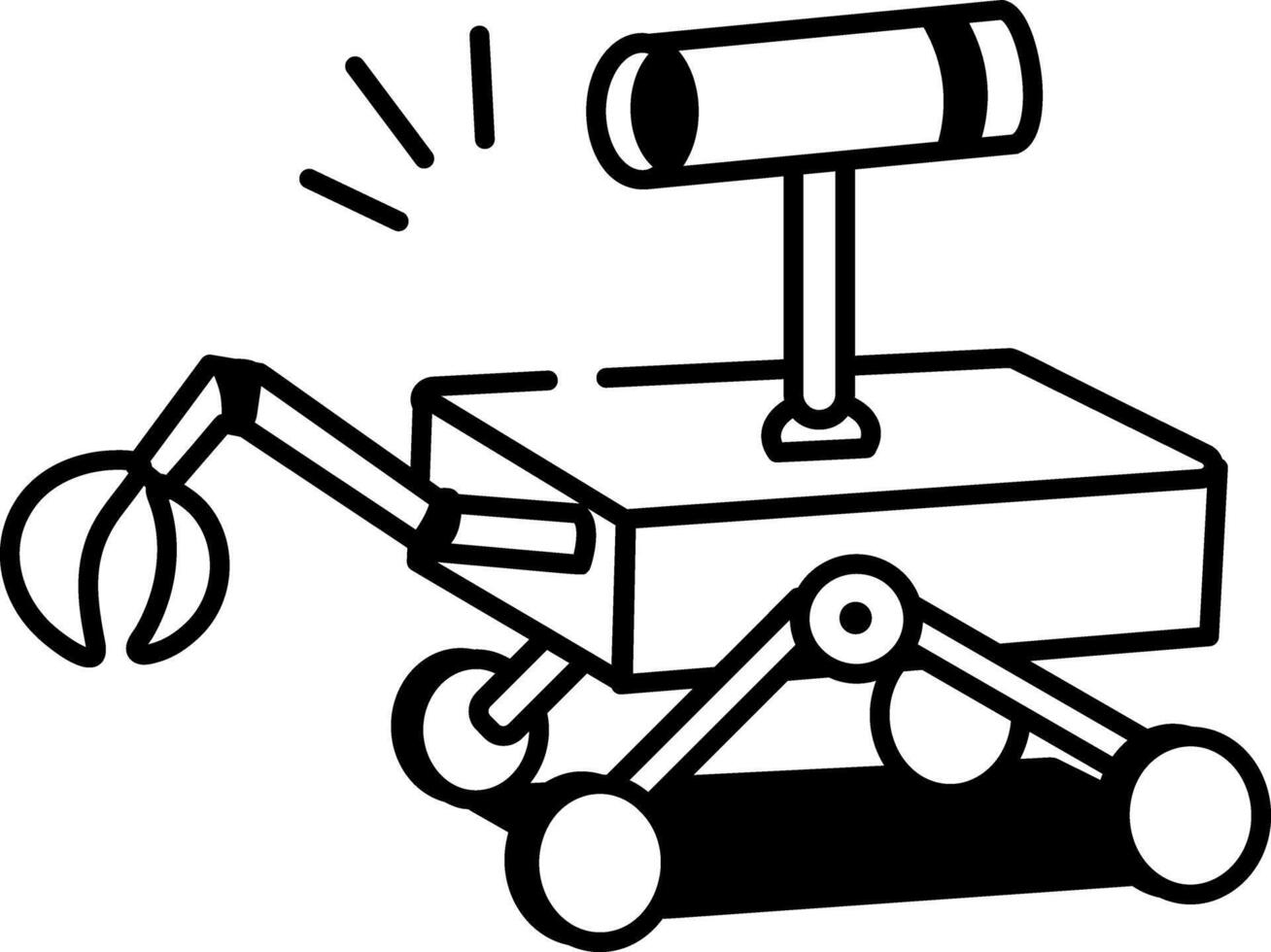 A hand drawn style icon showing a space robot vector