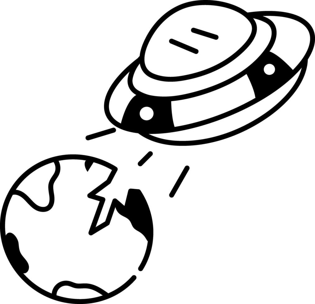 A doodle style icon showing a spaceship attack vector