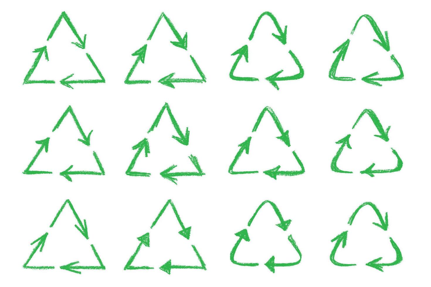 rotation cycle Set of hand drawn recycle arrow icon Recycling resources symbol Reuse of materials, zero waste, green environment, saving the planet vector
