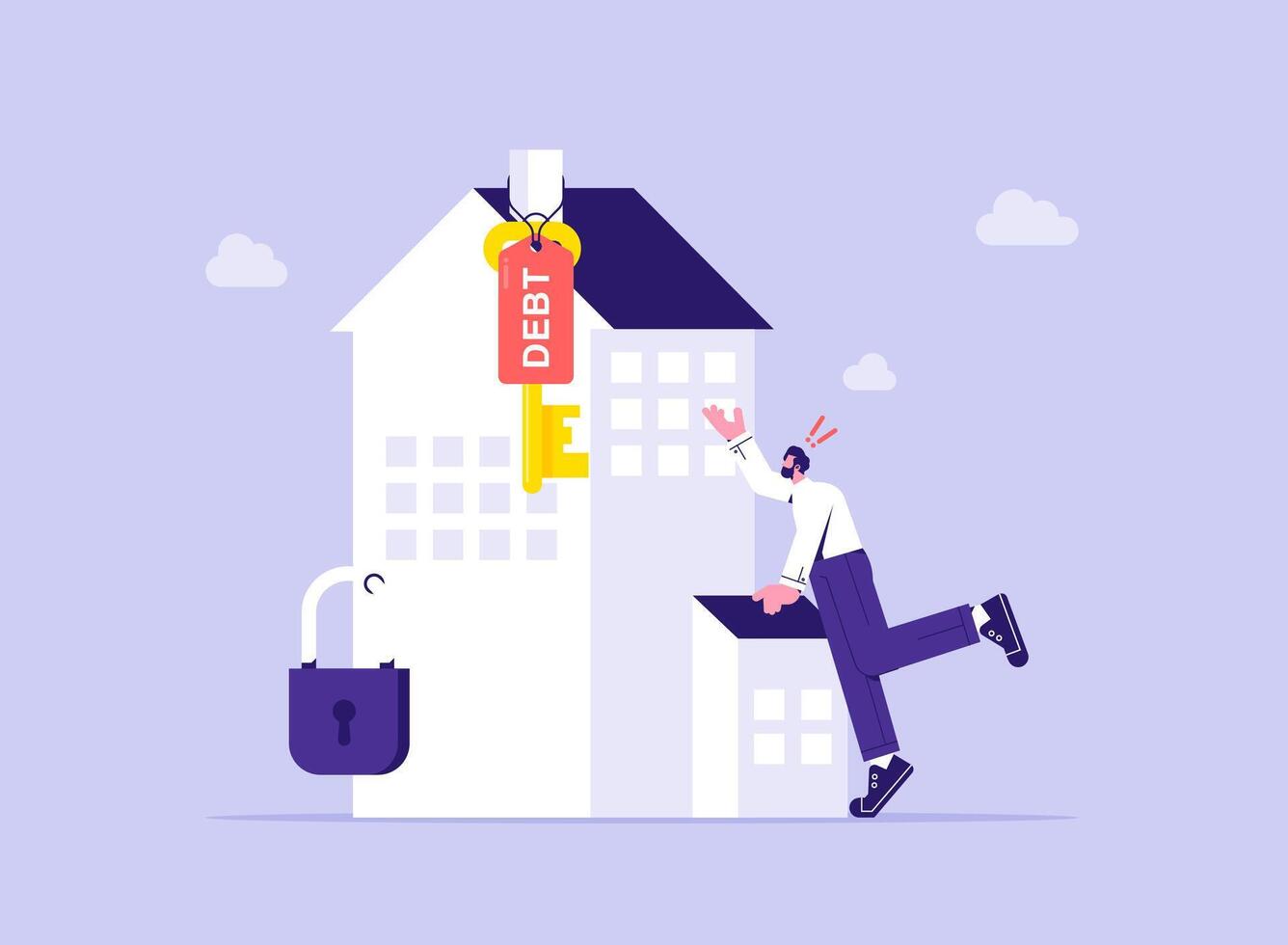 Man dealing with debt illustration vector