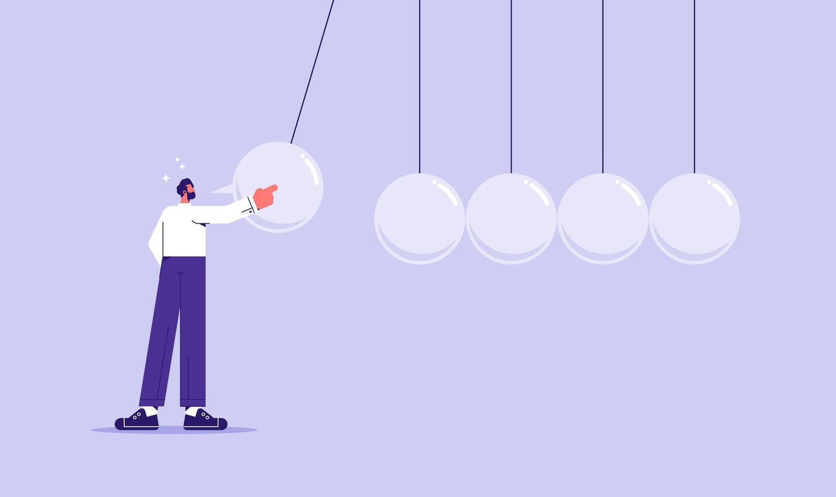 Illustration of a person interacting with pendulums vector