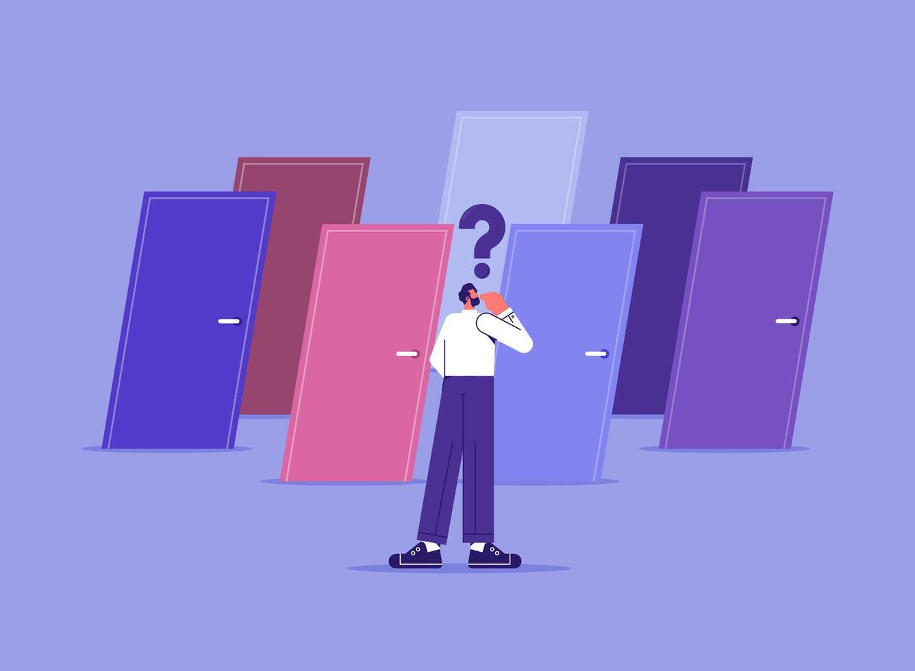 Person considering multiple door options vector