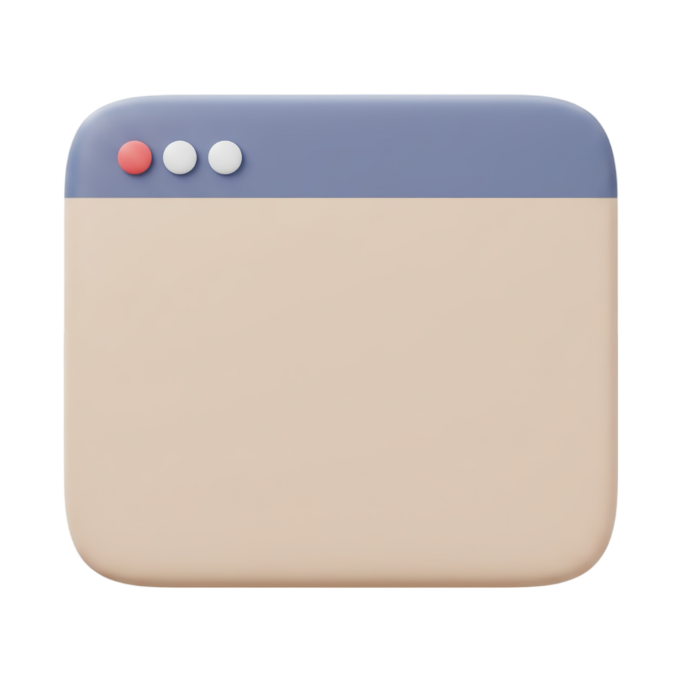 Minimalist browser window design with rounded corners and control buttons. png