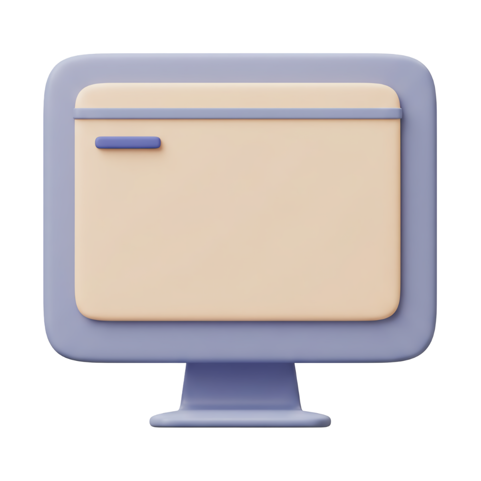 3D render of a computer monitor with a blank screen ideal for displaying content. png