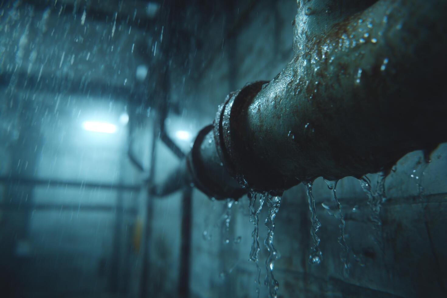 A pipe with water dripping down it photo