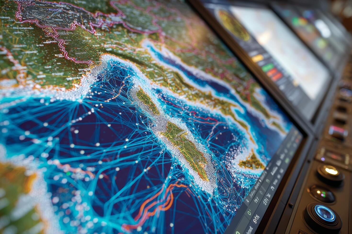 A computer screen with a map on it photo