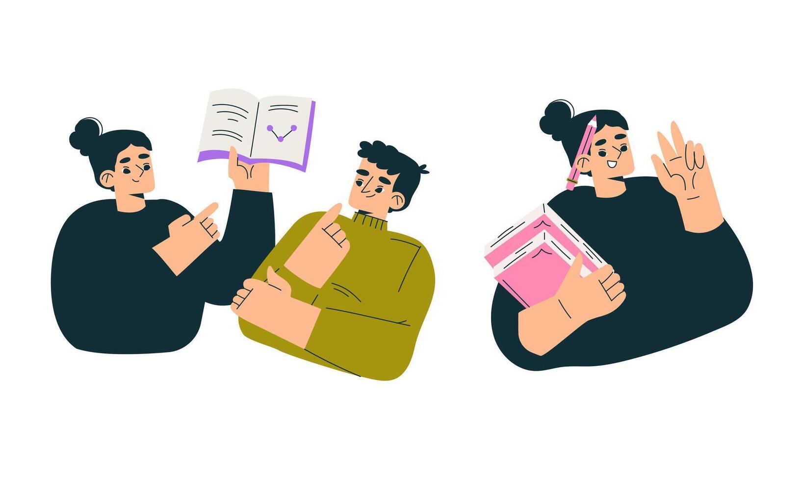 Diverse Readers Actively Engaged in Continuous Learning and Meaningful Discussion Together vector