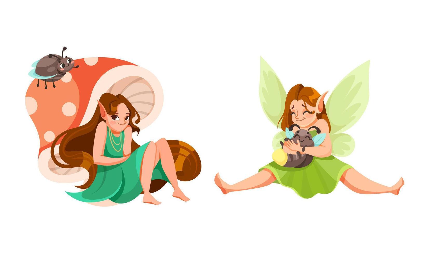 Delightful and Enchanting Fairy Characters Placed in Whimsical and Dreamy Settings vector
